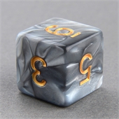 Grey and White D6 Marble Dice