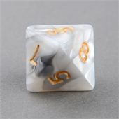 Grey and White D8 Marble Dice