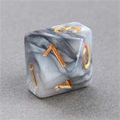 Grey and White D10(0-9) Marble Dice