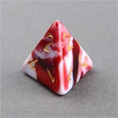 Red and White D4 Marble Dice