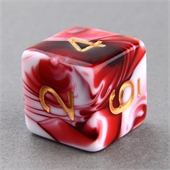 Red and White D6 Marble Dice