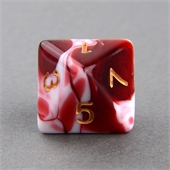 Red and White D8 Marble Dice
