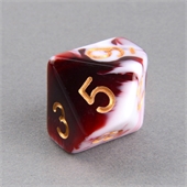 Red and White D10(0-9) Marble Dice