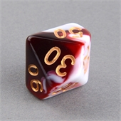 Red and White D10(00-90) Marble Dice