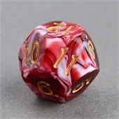 Red and White D12 Marble Dice