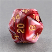 Red and White D20 Marble Dice