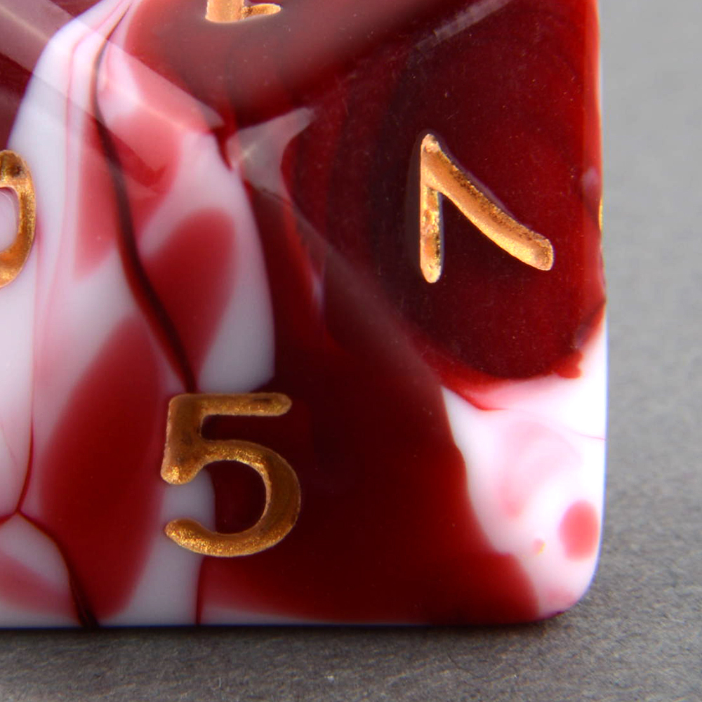 Red and White D8 Marble Dice