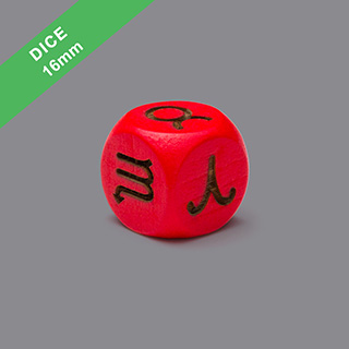 D6 16mm Wooden Engraved Red Dice (Rounded corners)