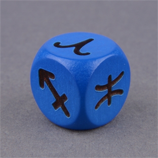 D6 16mm Wooden Engraved Blue Dice(Rounded corners)