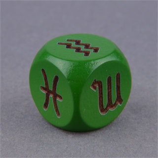 D6 16mm Wooden Engraved Green Dice (Rounded corners)