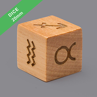 D6 20mm Wooden Engraved Dice (Straight corners)