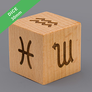 D6 30mm Wooden Engraved Dice (Straight corners)