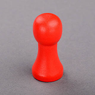 Large Headed Wooden Pawn Red