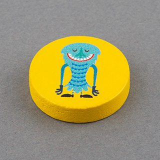 double-sides 25x25x6mm Custom Wooden Disc Yellow