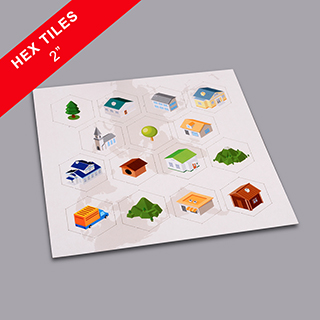 Blank 2” Hexagon Hex Board Game Tiles Markers D&D Uncoated 1mm X75 