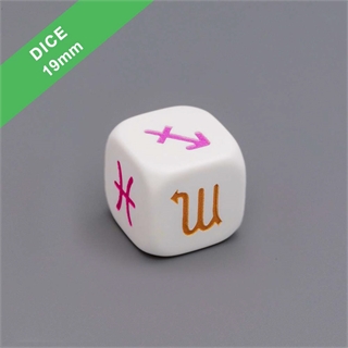 19mm White Color Engraved Dice