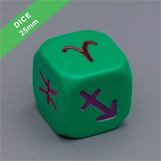 25mm Green Color Engraved Dice