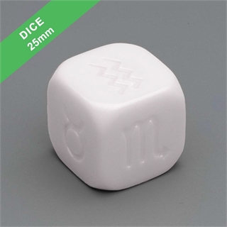 25mm White Engraved Dice