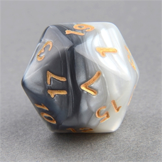 Gray and White D20 Marble Dice
