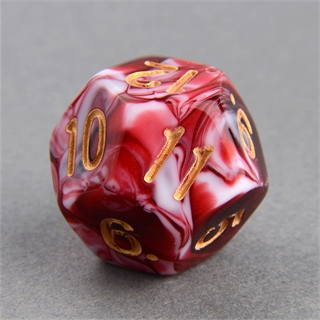 Red and White D12 Marble Dice